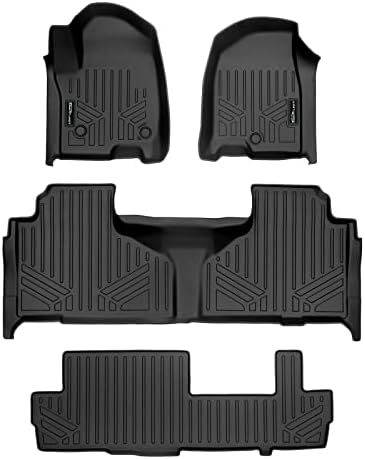 SMARTLİNER 3 Satır Kat Mat Astar Seti ile Uyumlu 2021-2023 Chevrolet Suburban / GMC Yukon XL w / 2nd Sıra Tezgah Koltuk