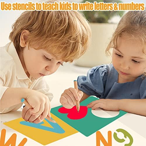 Şablonlar Çocuklar için, 68 adet Plastik Çizim Şablonlar Seti 400 + Görüntü, 8 inç Büyük Harf Numarası Şablonlar