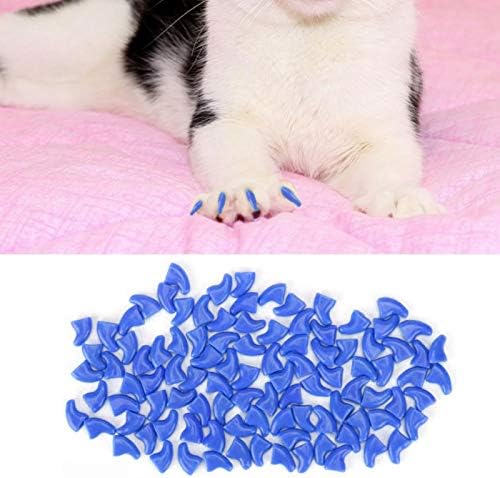 Kedi Tırnak Koruyucu YUMUŞAK ve Güvenli Mavi ve Gri 100 ADET Farklı Kedi(Okyanus Mavisi, S)