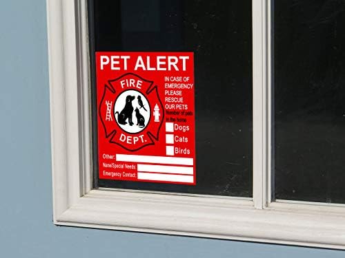 Pet Inside Sticker - 8 Paket Pet Uyarı Güvenliği Yangın Kurtarma Etiketi Çıkartması-Kedi / Köpek Evcil Hayvanlarımızı