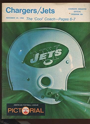 24 Kasım 1968 AFL Programı San Diego Chargers EX+ ' da New York Jets - NFL Programları