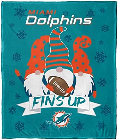 Kuzeybatı NFL Miami Dolphins Gnomie Aşk İpek Dokunmatik Atmak Battaniye, Takım Renkleri, 50x 60