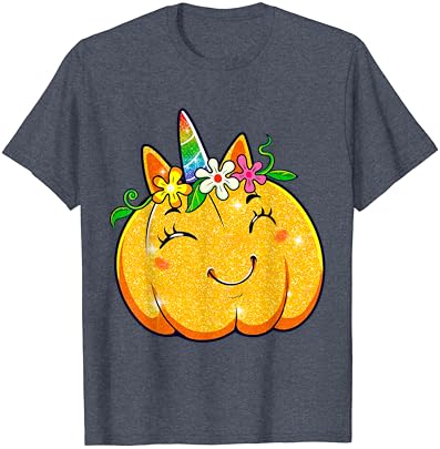 Unicorn Kabak Cadılar Bayramı Kız Sevimli Şükran Günü Kız T-Shirt
