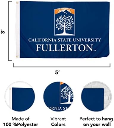 Cal State Fullerton Bayrağı Üniversitesi California Titans CSUF Bayrakları Afiş %100 % Polyester Kapalı Açık 3x5 (Stil