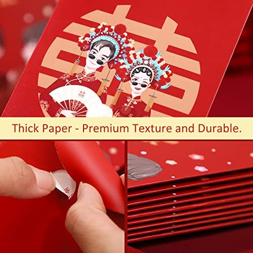Baiwovis Çin Kırmızı Zarflar Düğün için-10 Adet Şanslı Para Zarflar Dilek, Gelin ve Damat Desenleri, aksesuarları