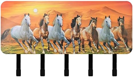 xigua Koşu Atları Posta Organizatörü ve 5 Anahtar Kancalı Duvar için Gün Batımı Anahtarlık Koridor Mutfak Ofis Çiftlik