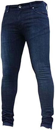 Erkek Sıska Streç Kot Renkli Rahat Konik Bacak Kot pantolon Slim Fit Klasik Kalem Jean Pantolon (Lacivert, Orta)