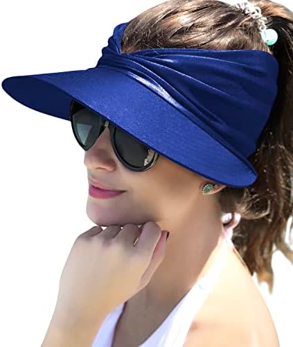 UTTPLL Kadın Saçakları Plaj Spor Yürüyüş güneş şapkaları UV Koruma Geniş Ağız Visor Açık Packable At Kuyruğu golf