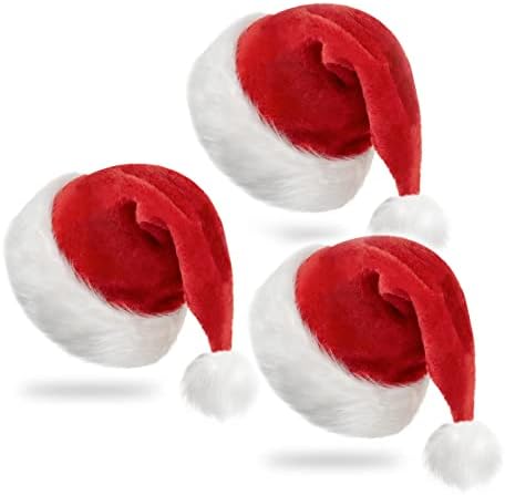 RJVW Noel Şapkası,Noel Baba Şapkası,Yetişkinler için Noel Tatil Şapkası,Noel Ağacı Süsleme Setleri, 3 ADET 10 inç