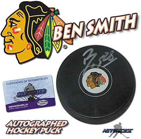 BEN SMİTH, COA HOLOGRAMLI CHİCAGO BLACKHAWKS Diskini İmzaladı 3-İmzalı NHL Diskleri