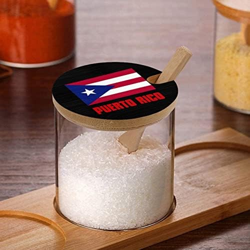 Gurur Porto Riko Bayrağı Baharat Kavanoz Sevimli Cam Kavanoz saklama kutusu Konteyner Kaşık ile Mutfak için