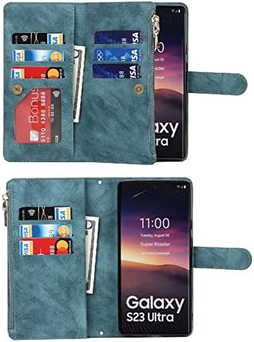 Jaorty Samsung Galaxy S23 Ultra 5G Cüzdan Kılıfı, [9 Kart Yuvası] Çıkarılabilir Ayarlanabilir Crossbody Kolye Kordon