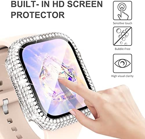 KADES 3-Pack Bling Kılıfları için Uyumlu Apple Watch Case için Dahili Ekran Koruyucu ile iWatch Serisi SE SE2022 6
