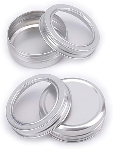 Foraıneam 30 Paketi 4 oz Yuvarlak Teneke Vida Üst Teneke Kutular ile Temizle Pencere Gümüş Metal baharat kapları Alüminyum