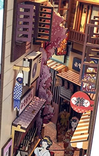 Tonecheer Japon Bakkal DIY Ahşap Bookend, Yaratıcı Booknook, 3D Bulmaca Dekoratif Kitaplık Eklemek Diorama Kiti ile