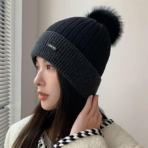 Kadın Örme Kış Moda Splice Şapkalar Hairball Rakun Sıcak Kayak Kap Trim Şapka Sıcak Kap Şapka