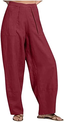 FİRERO Pantolon Kadınlar için Katı Yüksek Bel Nefes Rahat Gevşek Geniş Bacak Pantolon Düz Düz Bacak cepli pantolon