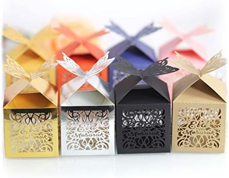CUJUX 50 pcs Hollow Şeker Kutuları hediye keseleri Favor Kutusu Düğün Favor Parti Malzemeleri (Renk: D, Boyutu: 1)