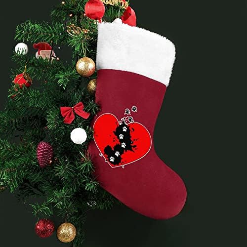 Köpek Pençe Baskılar Kalp Kişiselleştirilmiş Noel Çorap Ev Noel Ağacı Şömine Asılı Süslemeleri