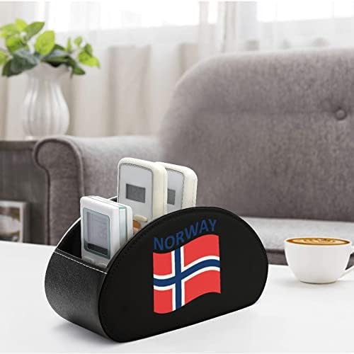 Norveç bayrağı TV Uzaktan Kumanda Tutucular Moda Deri saklama kutusu Ofis masa üstü organiser 5 Bölmeli