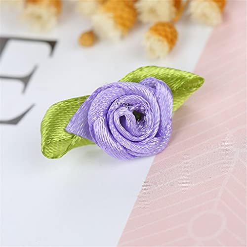 U-M pulabo 100 adet Mini Saten Kurdele Gül Çiçek Yaprak Düğün Dekor Aplikler Dikiş DIY Ana Renk: Mix Renk Kart Yapımı