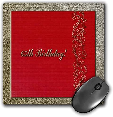 3dRose LLC 8 x 8 x 0,25 İnç Mouse Pad, 65. Doğum Günü Kırmızı ve Altın Tasarım (mp_33002_1)
